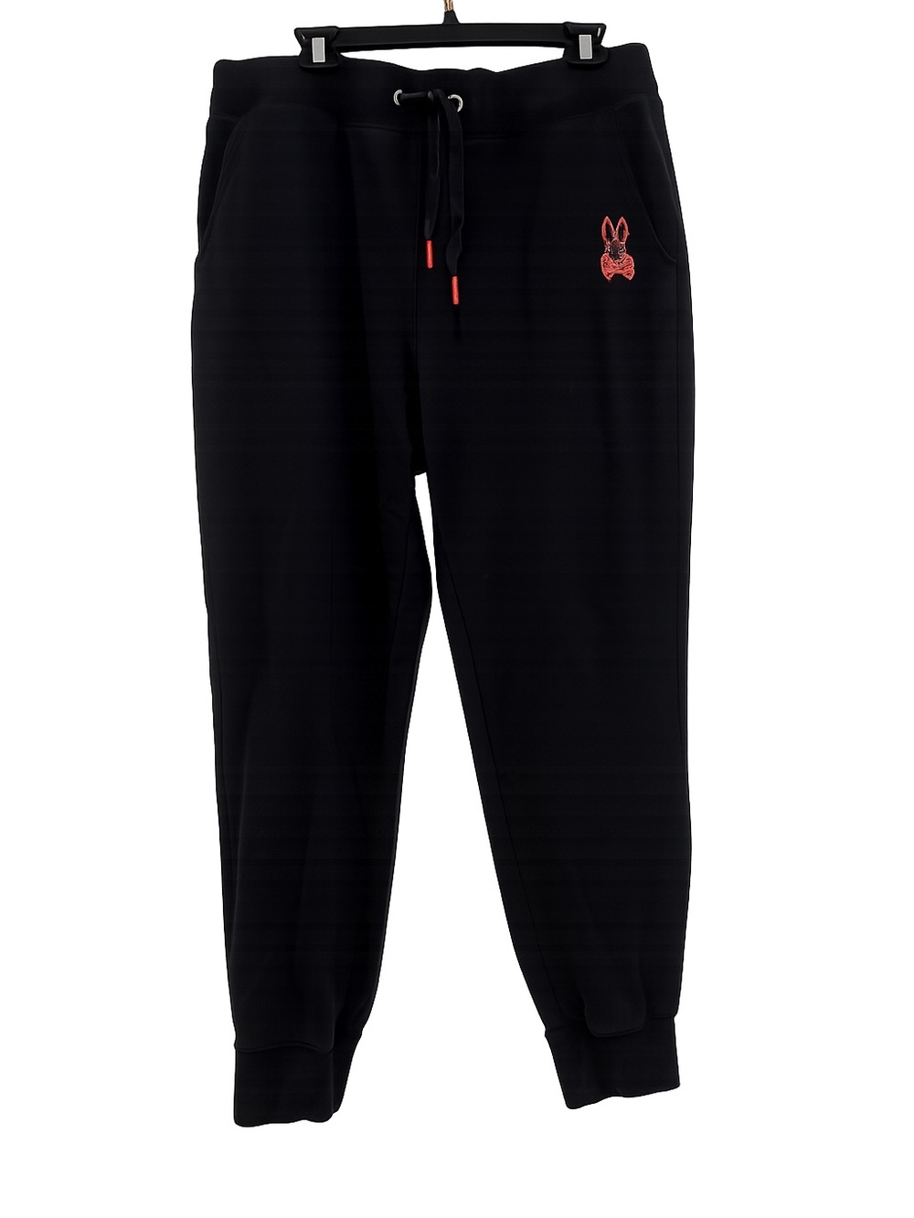 Psycho Bunny Men’s XL Black Jogger Sweatpants Embroidered Bunny Logo Zip Pocket